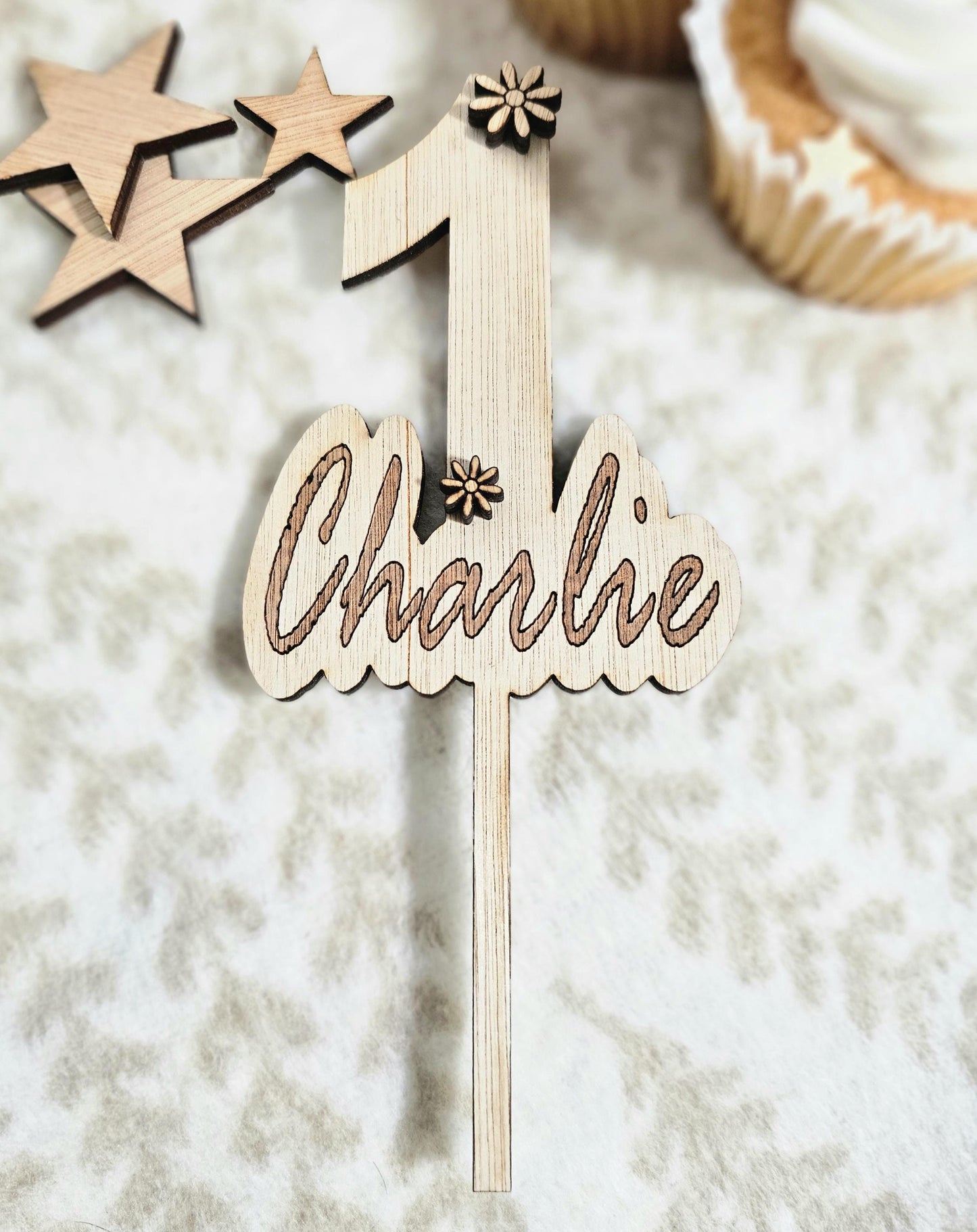 Daisy Name Cake Topper Wood - Slice of Wild