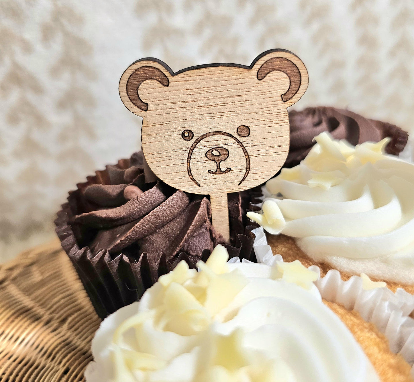 6 Teddy Cupcake Toppers - Slice of Wild