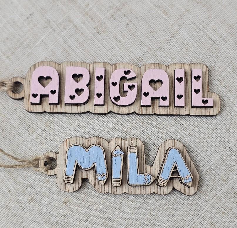Christmas stocking tag for kids stocking name label for gift tag for kids Xmas stocking personalised tag with children’s name hanging name - Slice of Wild