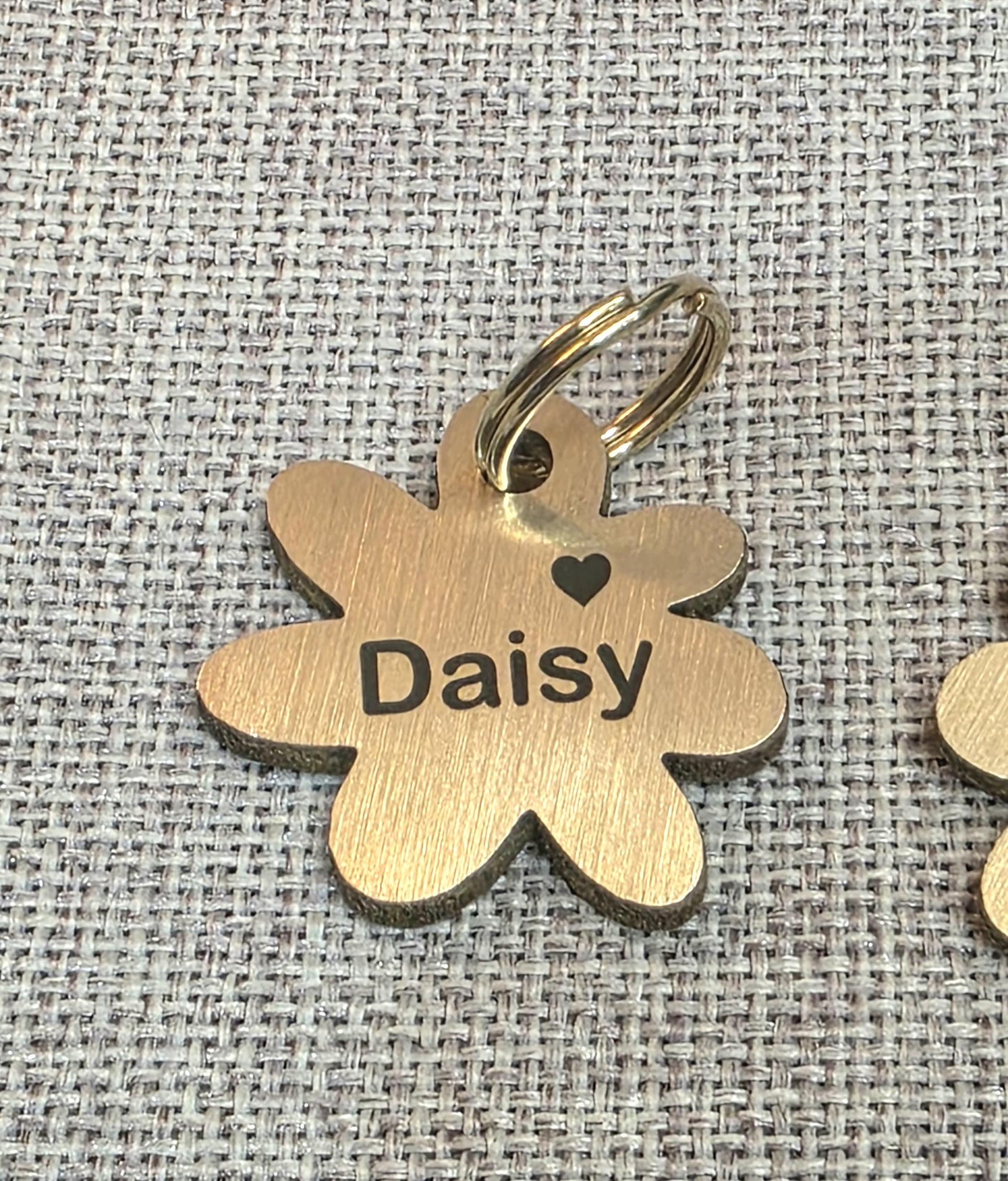 Personalised Engraved Solid Brass Daisy Dog Tag