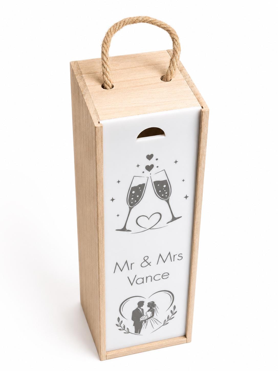 Wedding Couple Gift, Personalized Wine Bottle or Champagne Box, Customized Wedding Couple Names Gift, Custom Engagement Present,