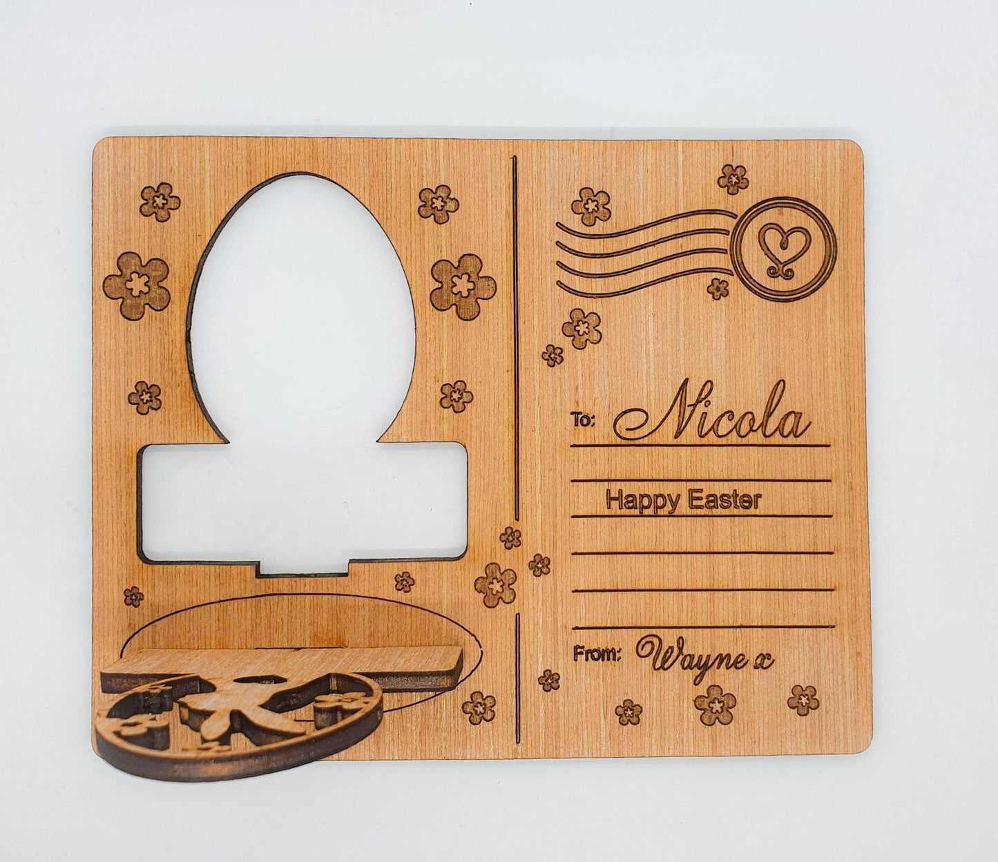 Easter card | Wooden postcard with personalised engraved message & postmark, Easter gift - Slice of Wild