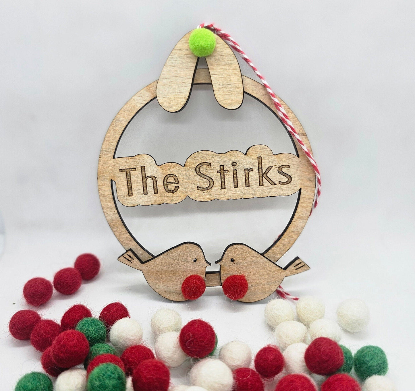 Personalised Christmas Ornament Xmas Tree Bauble - Wooden Xmas Family Tree Decoration - Engraved Xmas Gift For Family, For Couple, - Slice of Wild
