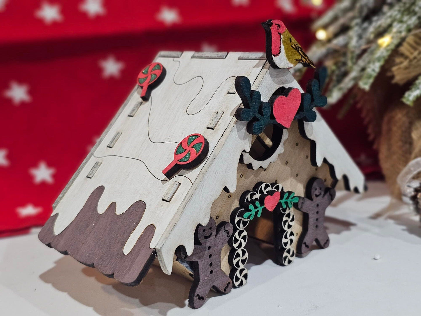 Wooden Gingerbread House, Christmas ornament, Christmas Decor, Rustic Christmas, Wooden Decor, Christmas House, - Slice of Wild