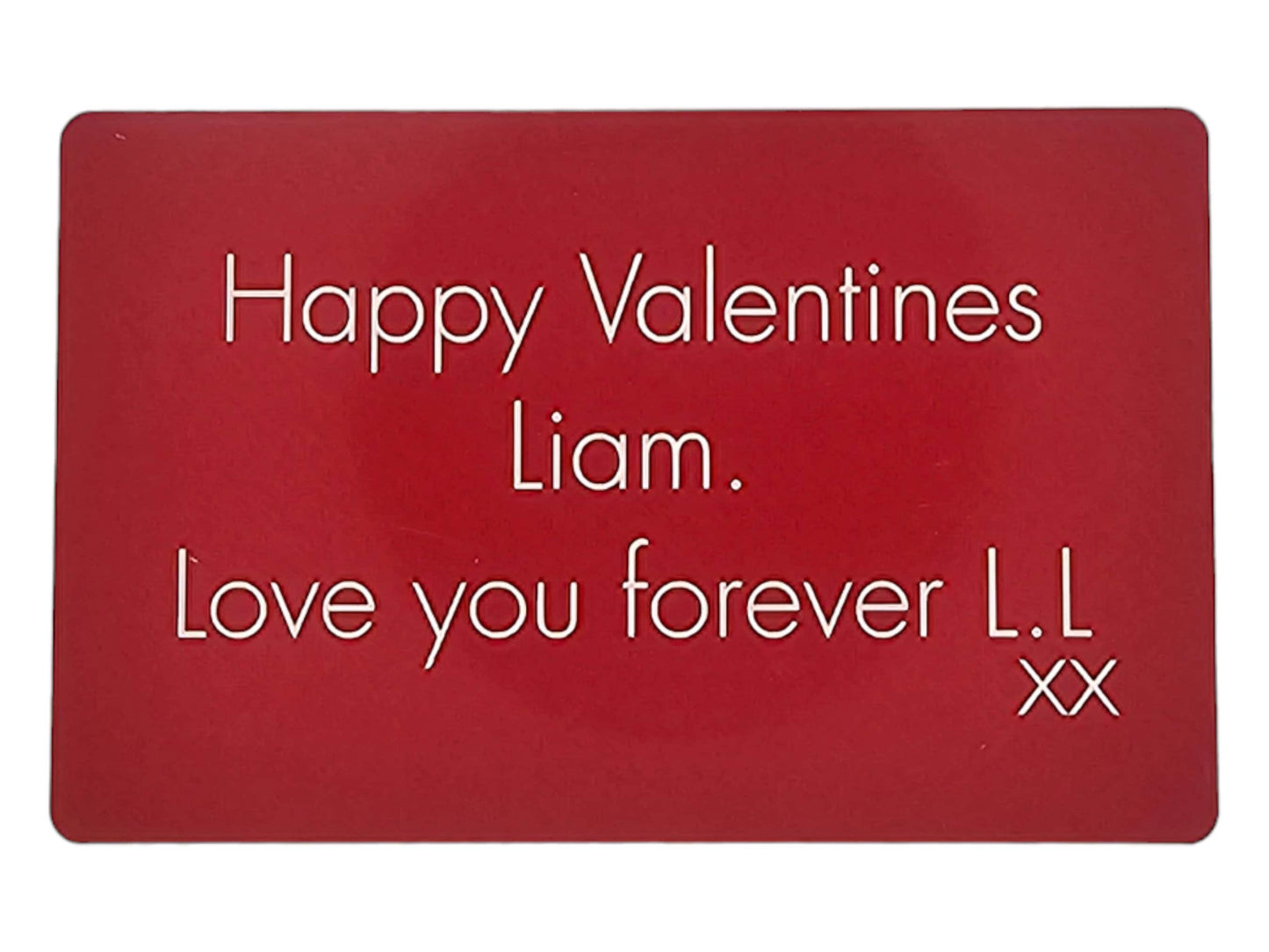 Love Credit Card keepsake. Personalised Metal Wallet Card, Valentines Gift, Love message, Love Keepsake - Slice of Wild