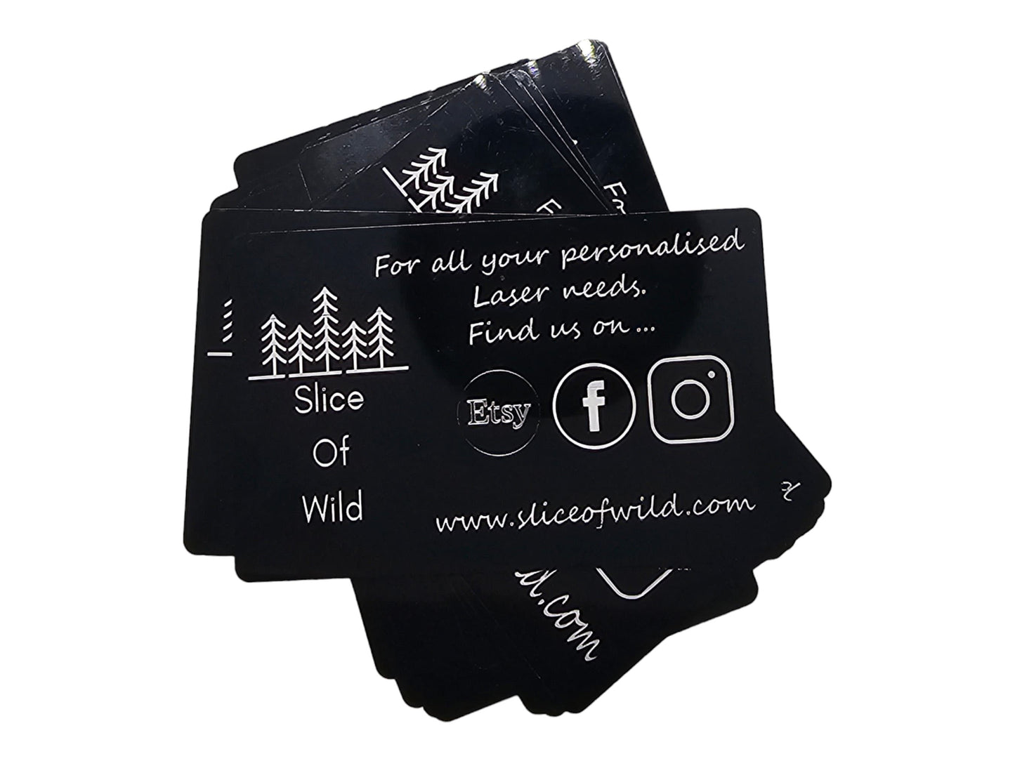 Engraved Metal Cards - Customisable with Your Logo, QR Code, Text and Design, Engraved Double/Single Sided Metal Business Card, - Slice of Wild
