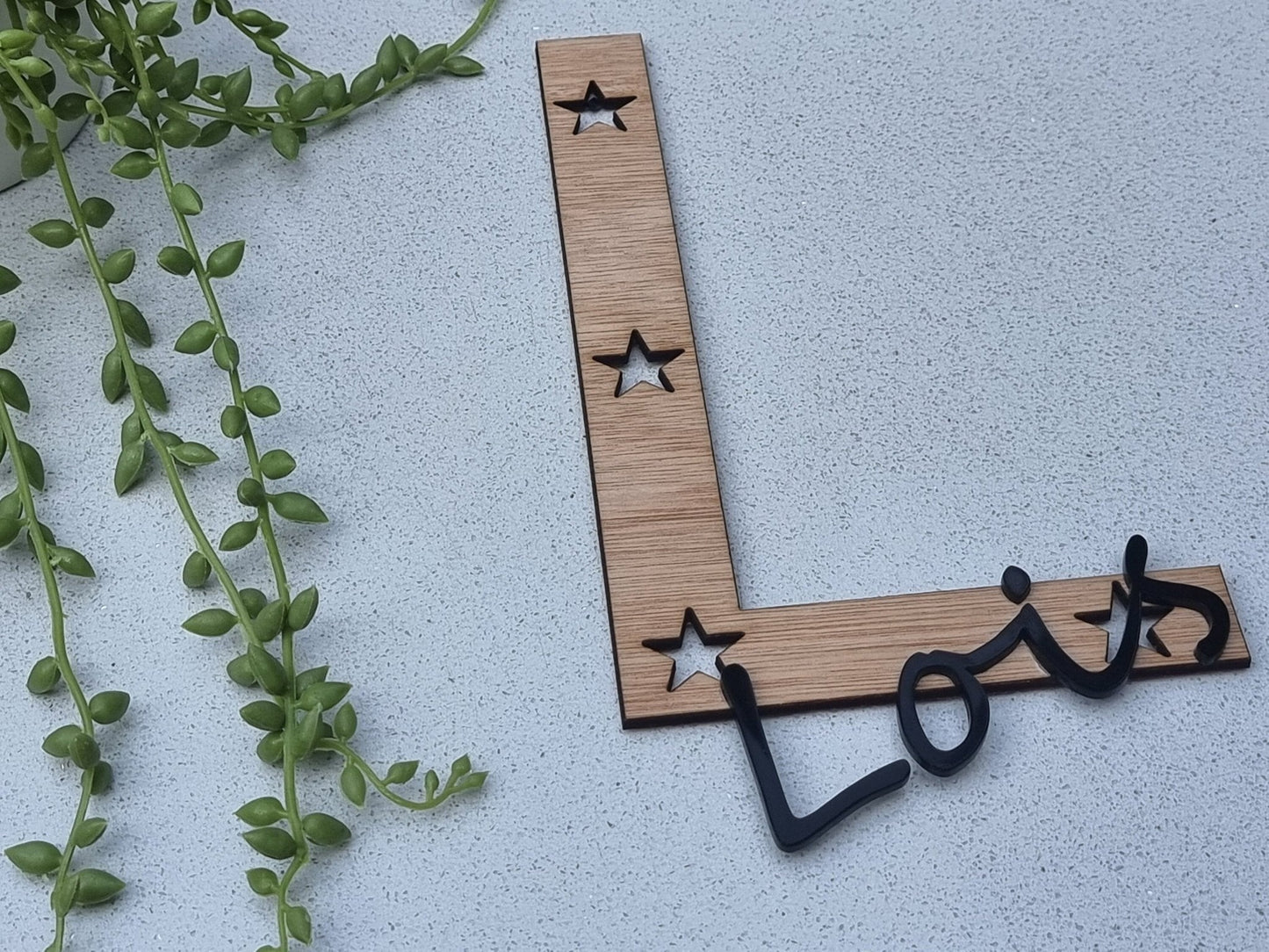 Letter - Personalised any Wooden Letter with any Name in acrylic - Plaque Sign Tag Name Plaque Name - Slice of Wild