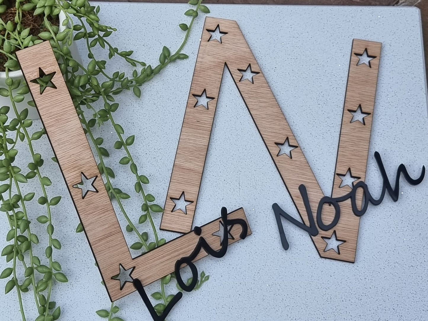 Letter - Personalised any Wooden Letter with any Name in acrylic - Plaque Sign Tag Name Plaque Name - Slice of Wild