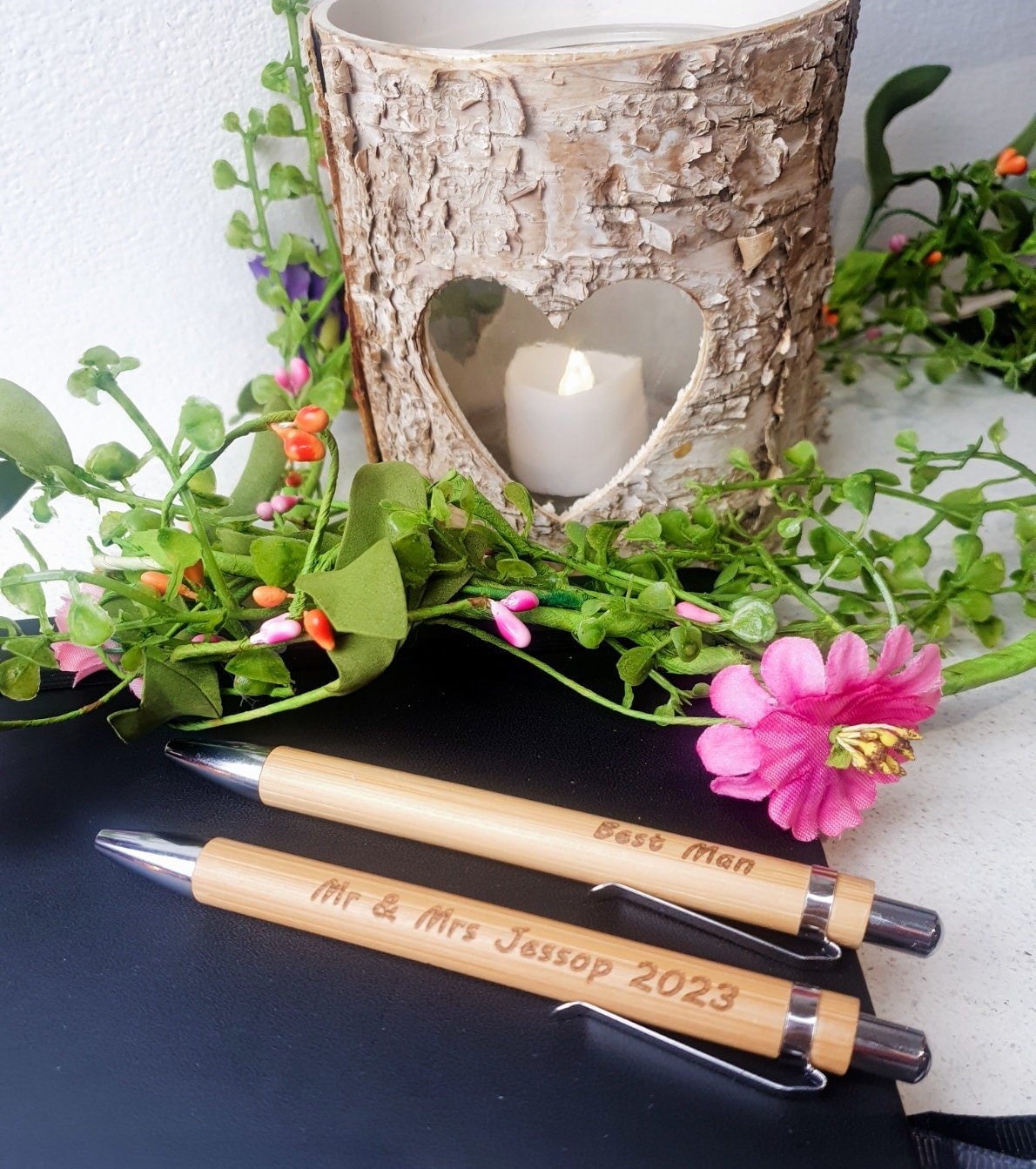 Personalised Wedding Pen - Personalised Wooden Pen- Wedding Guest Book Pen - Personalised Pen - Wedding Pen - Mr & Mrs Pen- Bamboo Pen - Slice of Wild