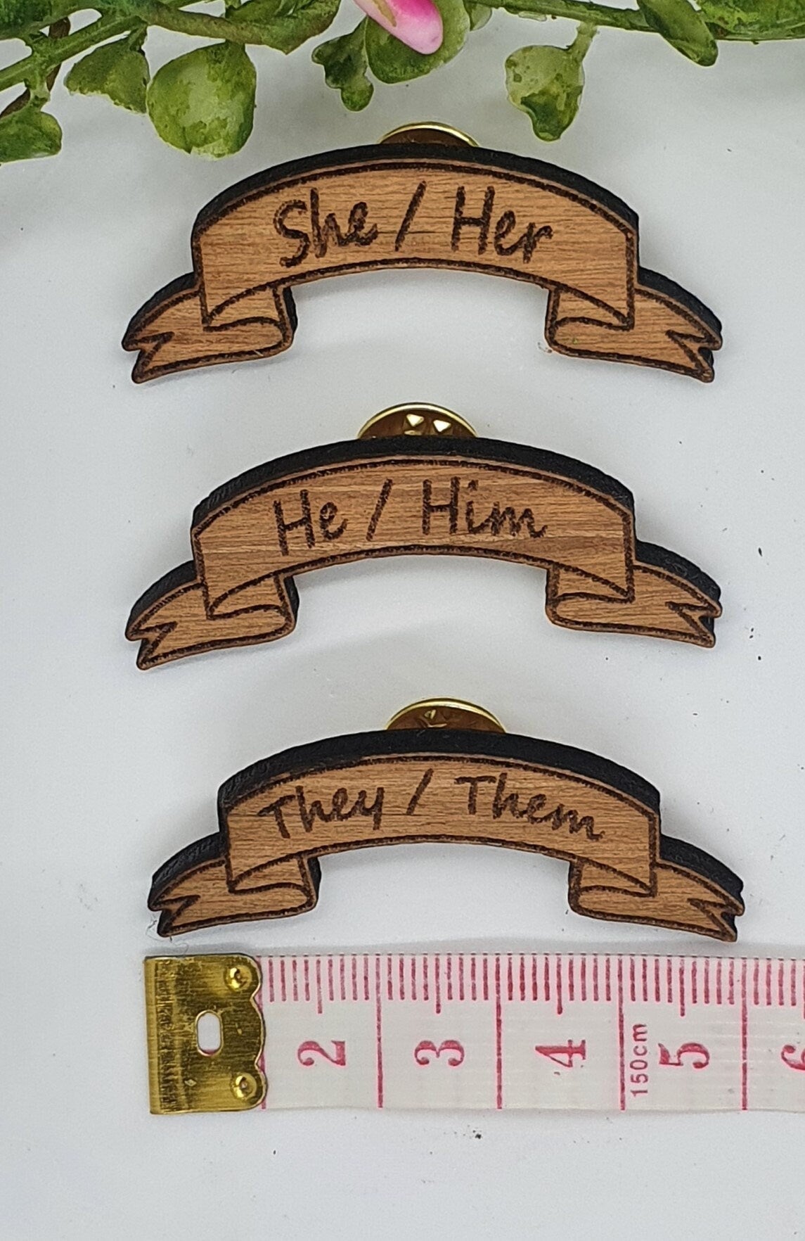 Pronoun Pin Badge - Ribbon Style - Slice of Wild