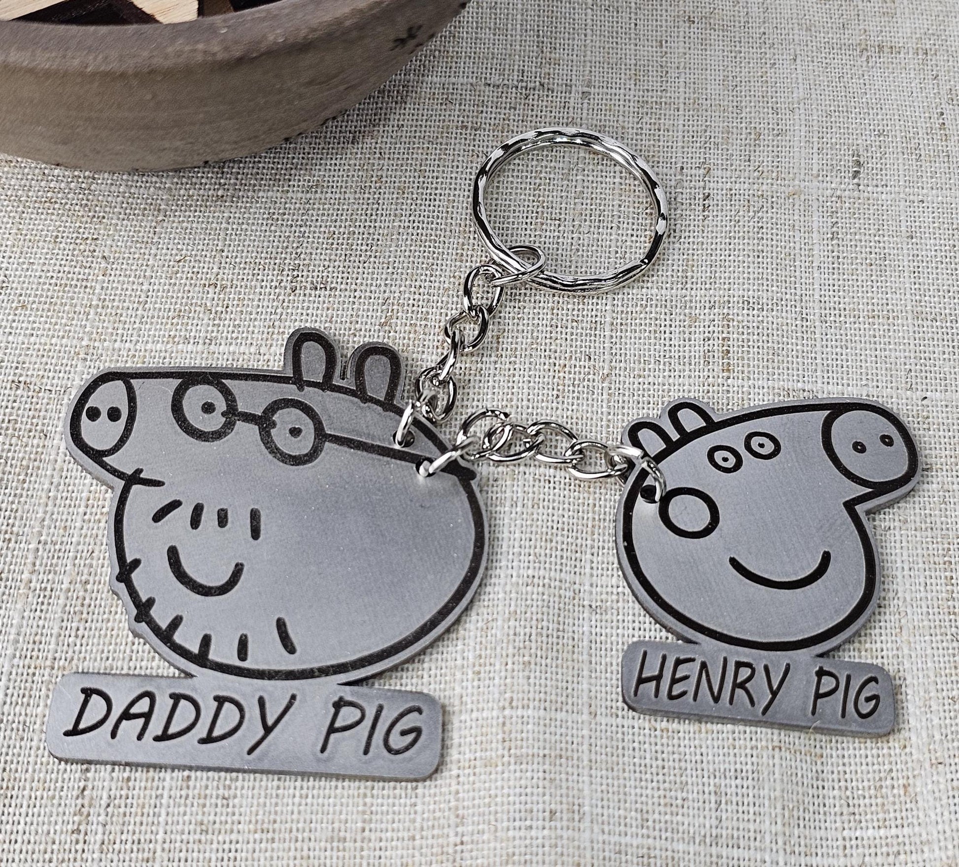 Metal Daddy pig keyring/ personalised/ Keyring for Daddy / Dad / Father's Day Gift / Birthday Present / Christmas Present - Premium  from Slice of Wild - Just $11! Shop now at Slice of Wild