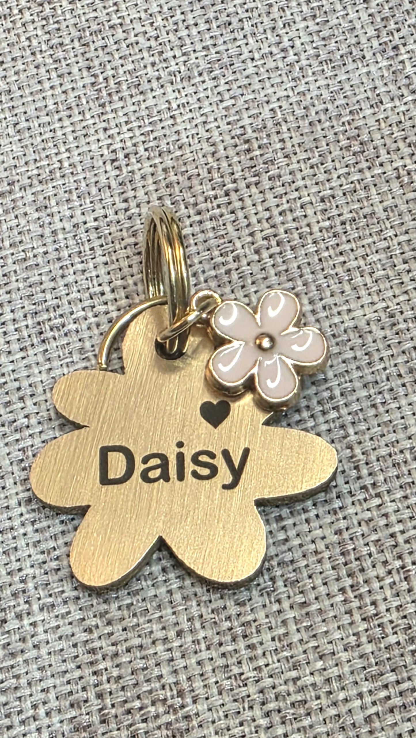 Personalised Engraved Solid Brass Daisy Dog Tag