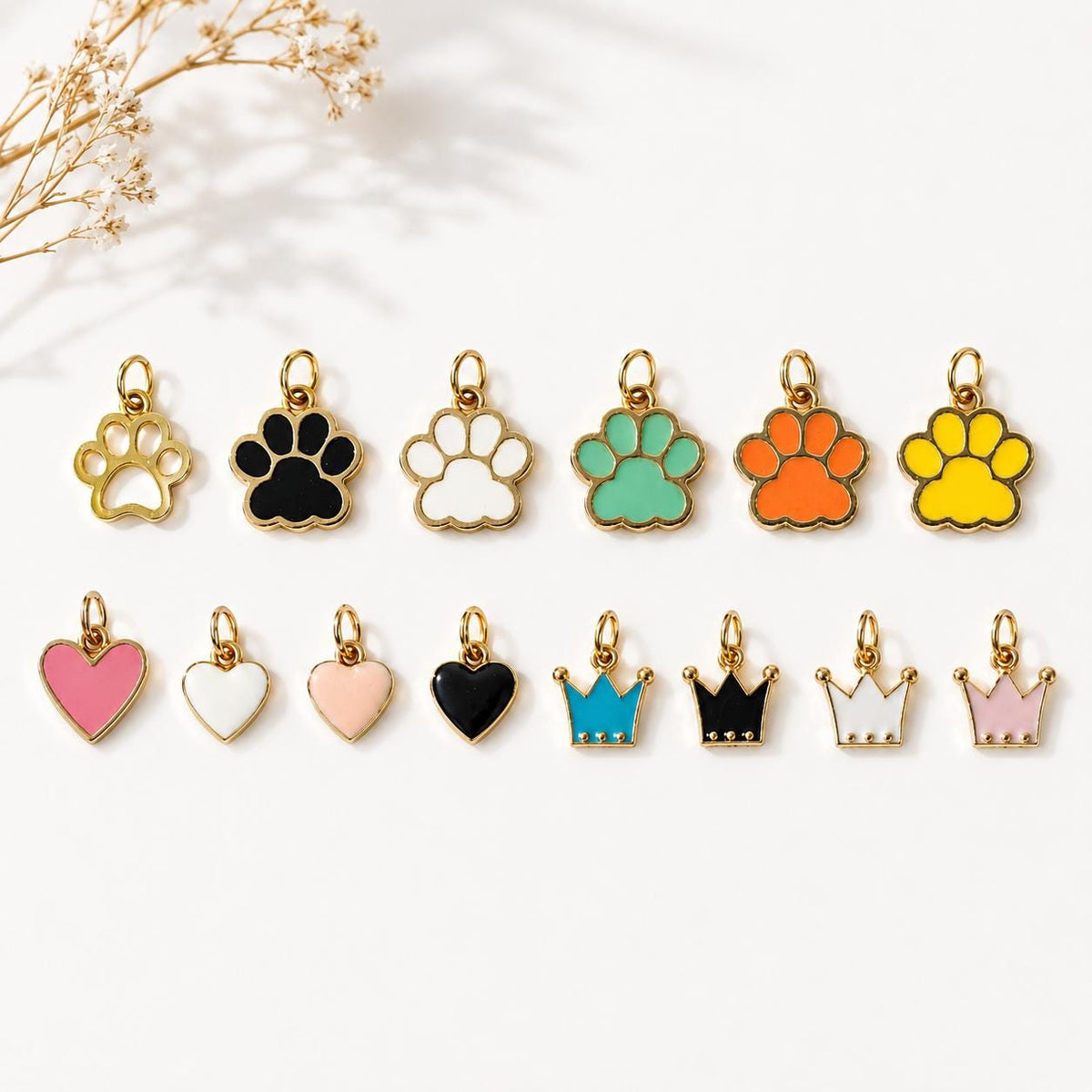 Pet Collar Charm | Choose Your Design | Gold Finish | Jump Ring or Lobster Clasp