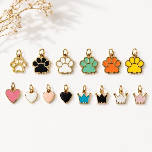 Pet Collar Charm | Choose Your Design | Gold Finish | Jump Ring or Lobster Clasp