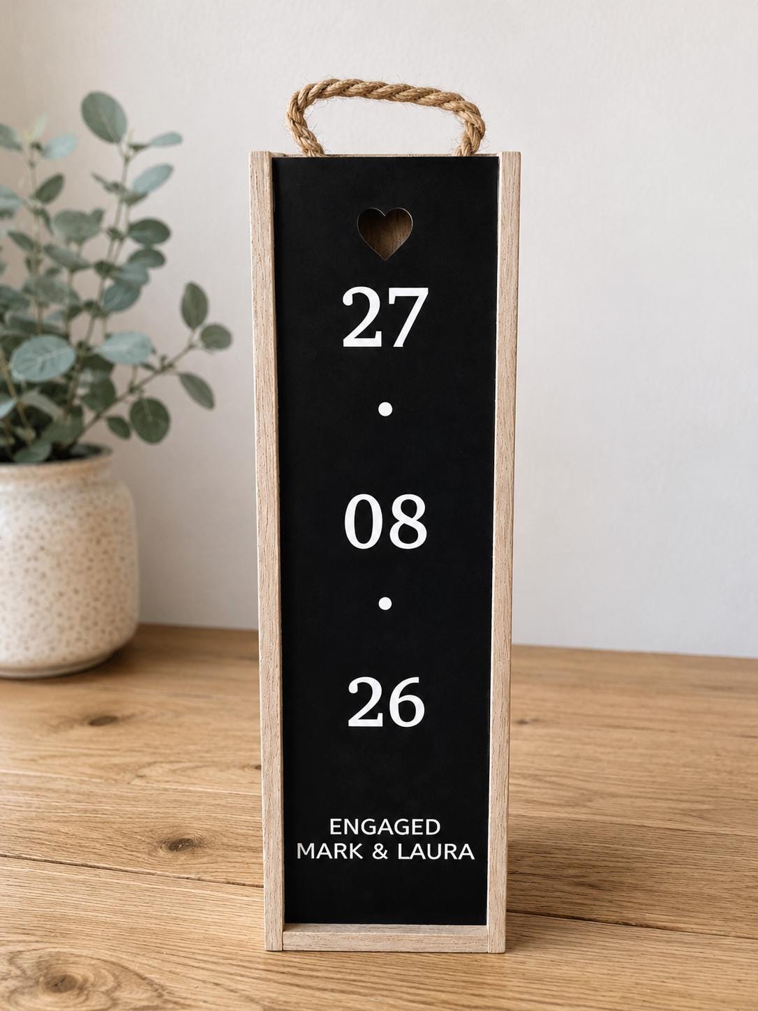 Engagement Couple Gift, Personalized Wine Bottle or Champagne Box,  Custom Engagement Present,