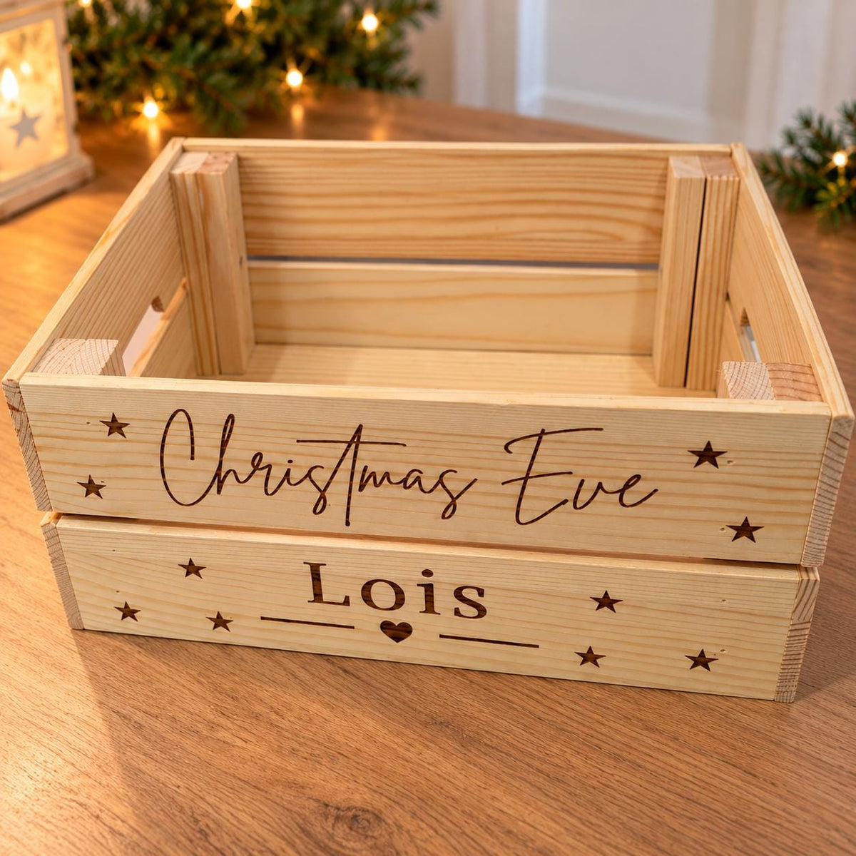 Personalised Wooden Christmas Eve Box,  Christmas Crate,  Christmas Box, Santa Gift Crate, Perfect also for older children and adults.