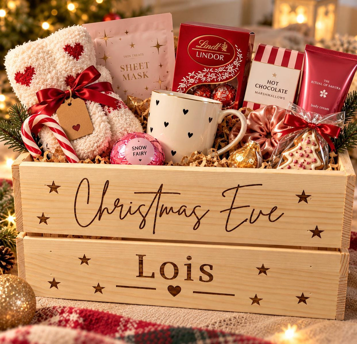 Personalised Wooden Christmas Eve Box,  Christmas Crate,  Christmas Box, Santa Gift Crate, Perfect also for older children and adults.