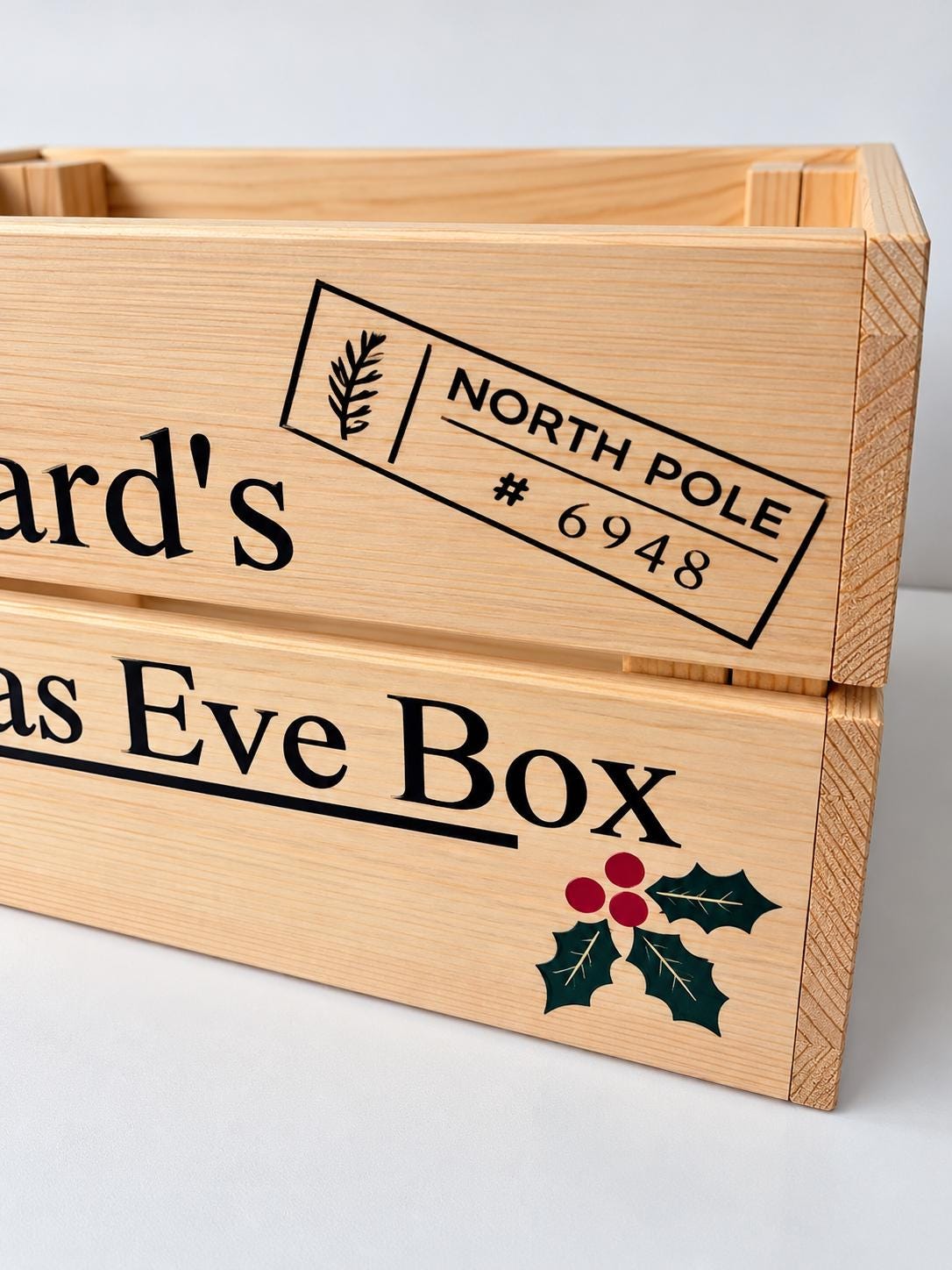 Personalised Wooden Christmas Eve Box, Kids Christmas Crate, Personalised Christmas Box, Santa Gift Crate,