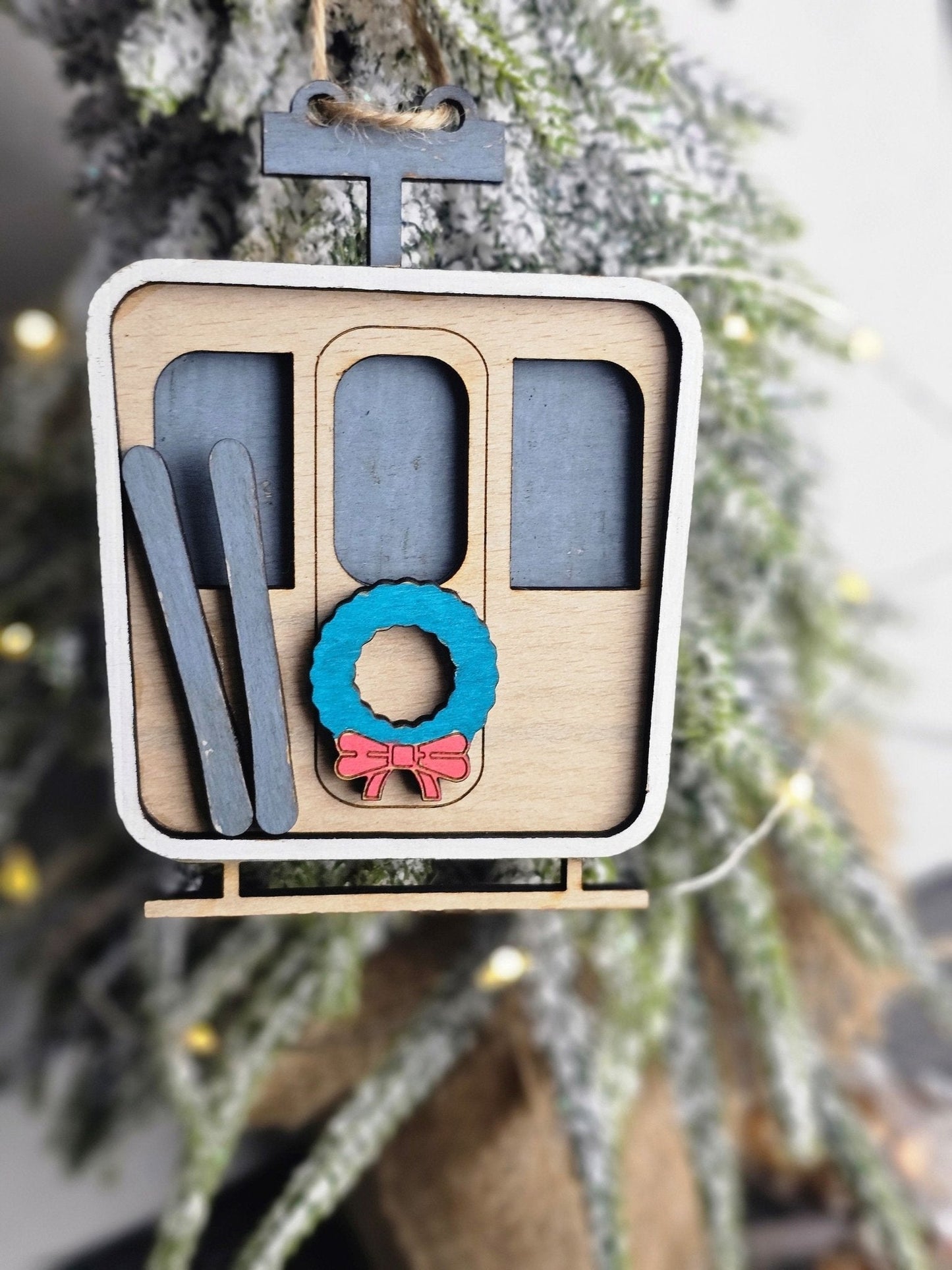 Personalised Ski Lift Christmas Decoration - Slice of Wild
