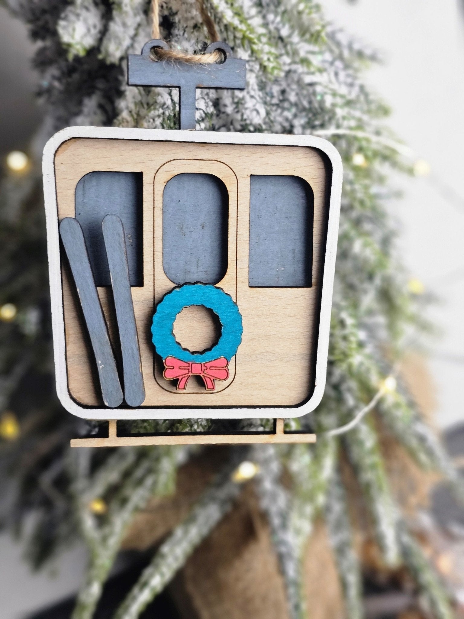 Personalised Ski Lift Christmas Decoration - Slice of Wild