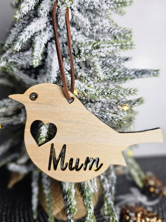 Robin Christmas Decoration for Mum or Dad - Slice of Wild