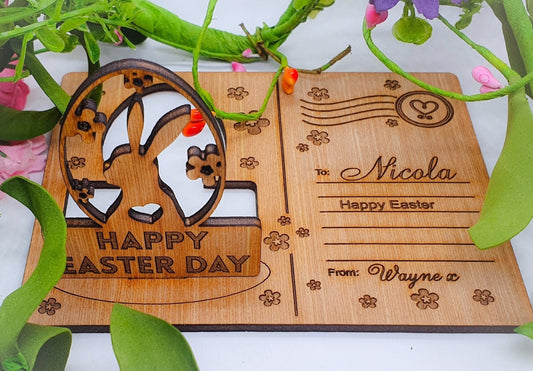 Easter card | Wooden postcard with personalised engraved message & postmark, Easter gift - Premium  from My Store - Just $8.99! Shop now at Slice of Wild