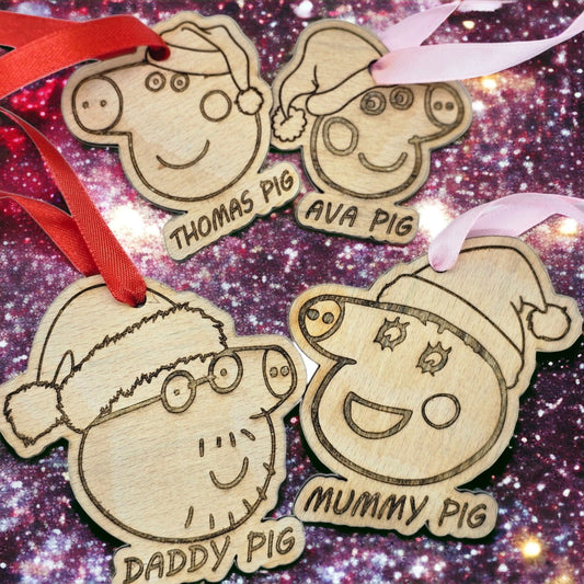 Family of Pigs Christmas Decoration - Slice of Wild