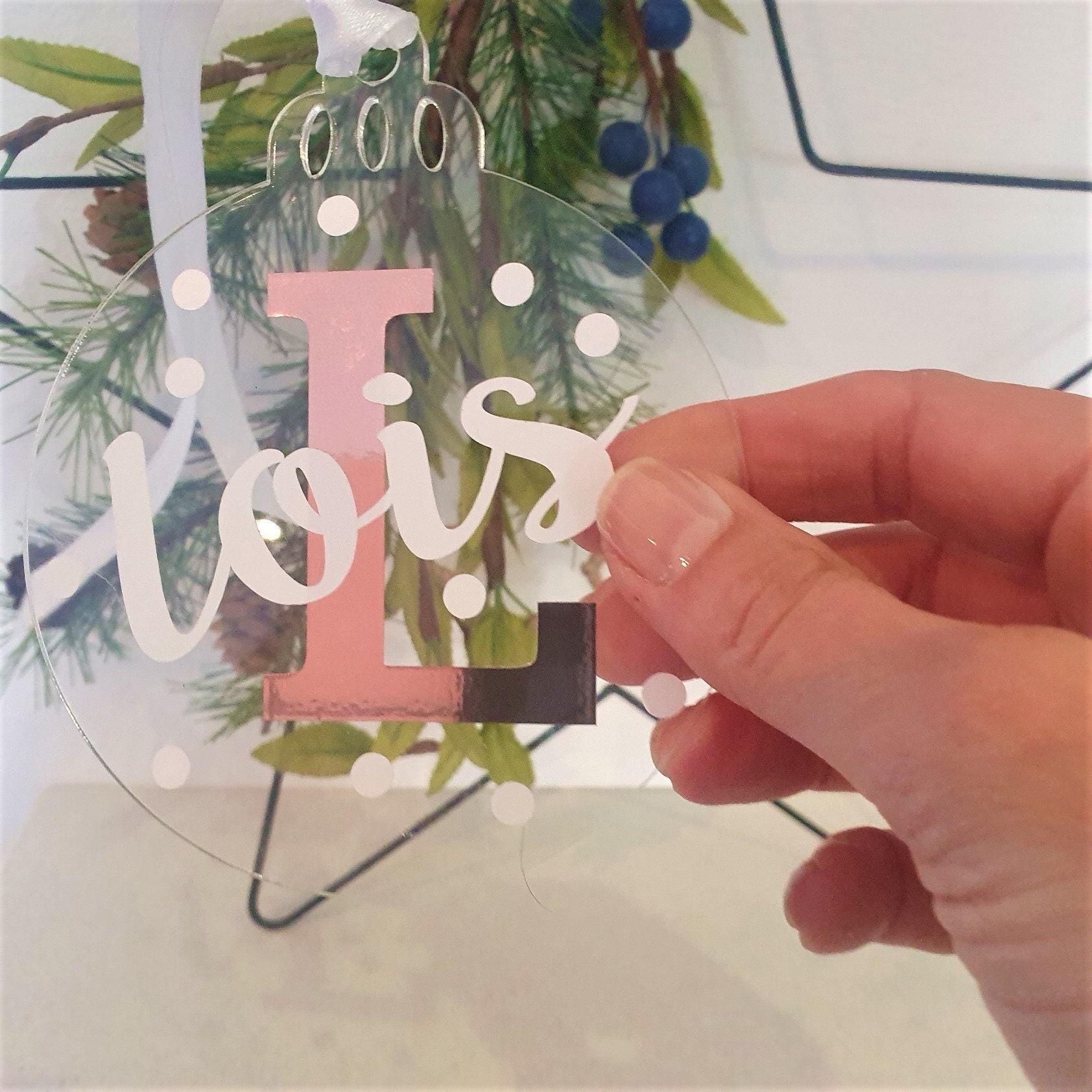Personalised Christmas Tree Ornament Gift - Bauble Decoration Keepsake - Initial & Name Bauble | Free Delivery - Slice of Wild