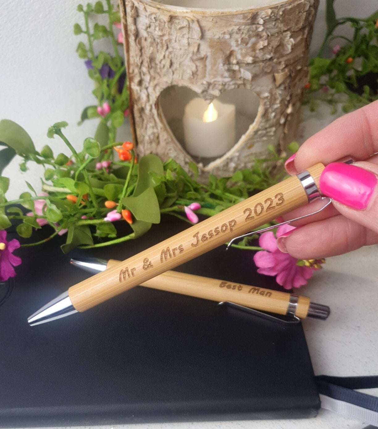 Personalised Wedding Pen - Personalised Wooden Pen- Wedding Guest Book Pen - Personalised Pen - Wedding Pen - Mr & Mrs Pen- Bamboo Pen - Premium  from My Store - Just $5.49! Shop now at Slice of Wild