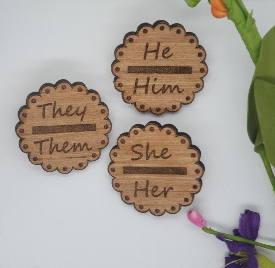 Round Pronoun Badge or Keyring - Premium  from My Store - Just $4.99! Shop now at Slice of Wild