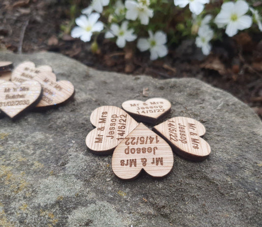 Wedding Table Decorations: Wooden Love Heart Wedding Table Confetti Rustic Scatter hearts,Party,christening - Slice of Wild