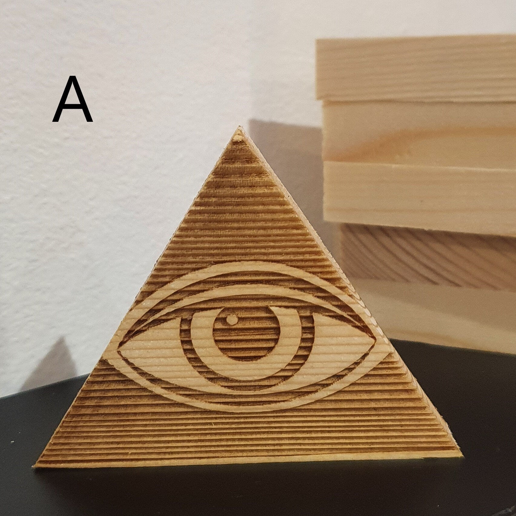 Wooden All Seeing Eye Triangle, Ornament, Illuminati, - Slice of Wild