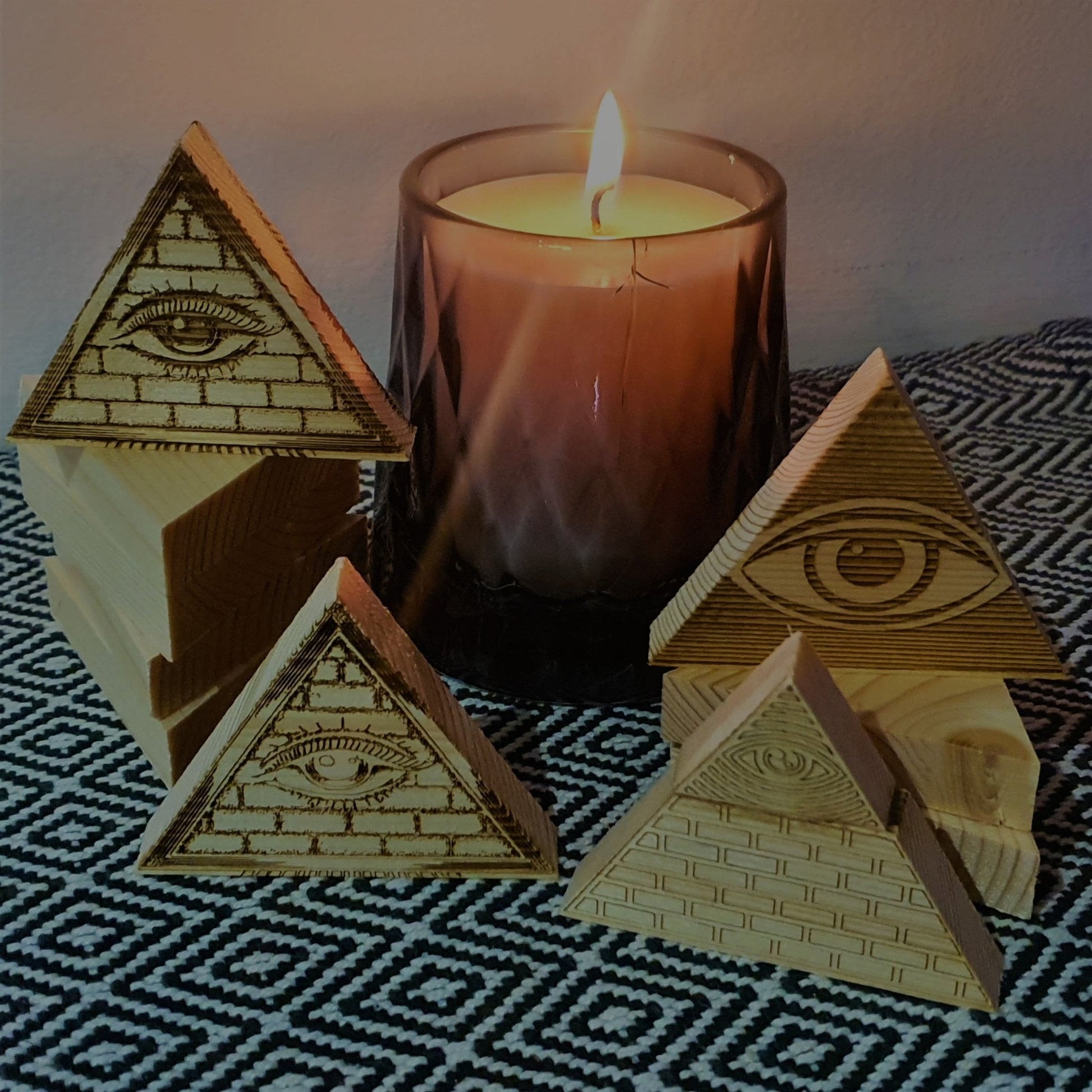 Wooden All Seeing Eye Triangle, Ornament, Illuminati, - Slice of Wild