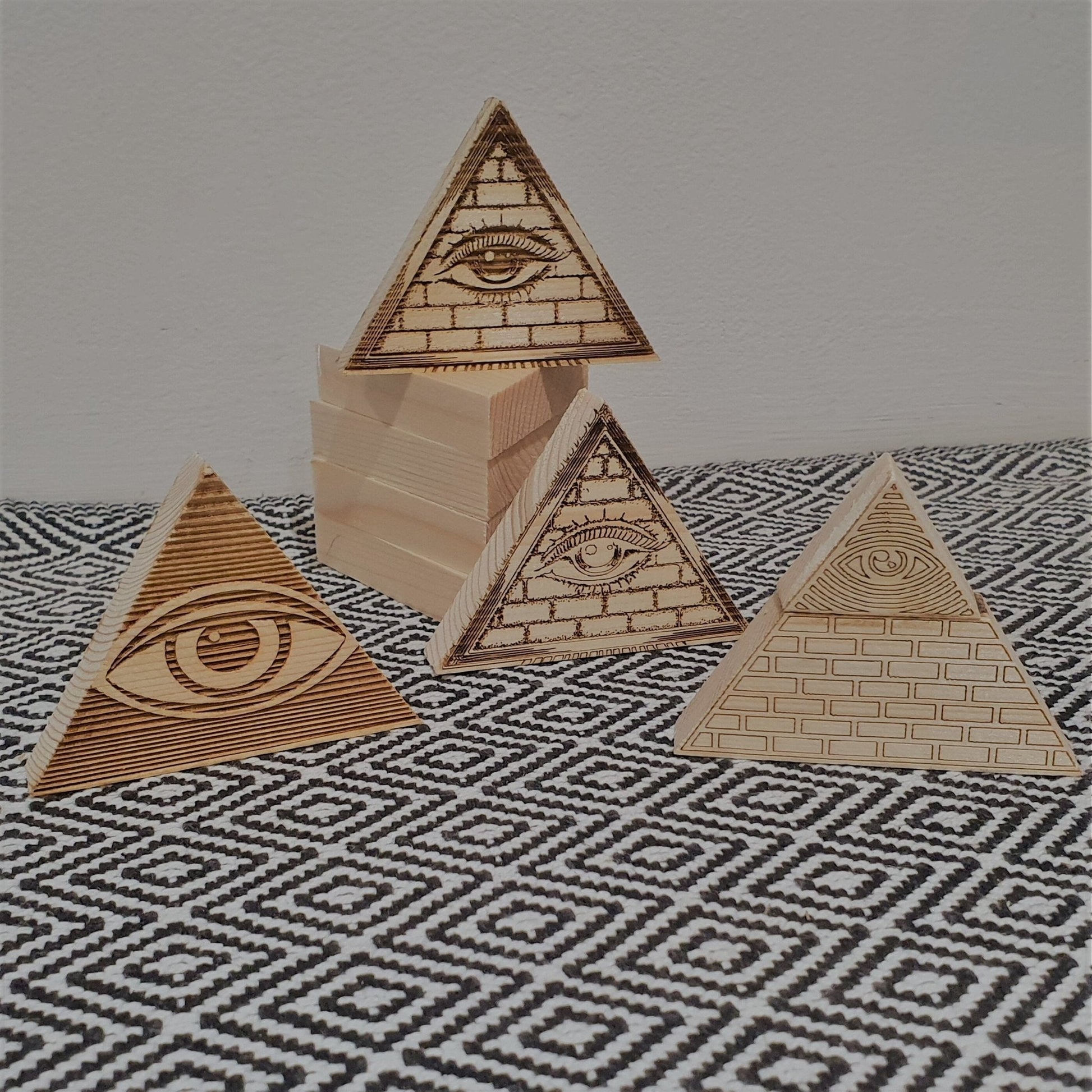 Wooden All Seeing Eye Triangle, Ornament, Illuminati, - Slice of Wild